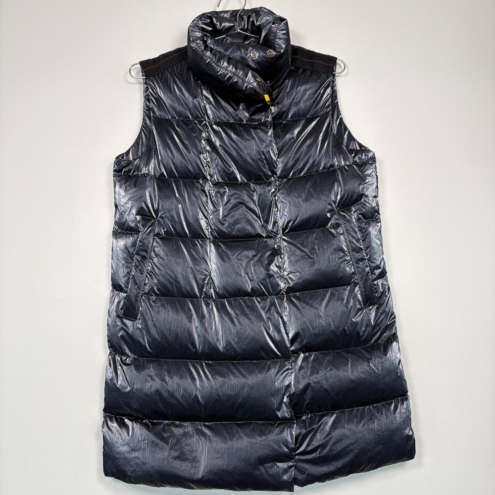 Parajumpers Womens Vest Sz S Navy Blue Liza Limited Edition Long Puffer Metallic